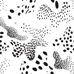 Abstract  seamless pattern with chaotic flowing abstract organic shapes in retro style. Dots and blots artistic stylish ornamental endless background