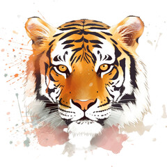 white tiger head watercolor