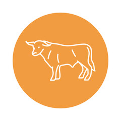 Bull black line icon. Farm animals.