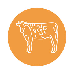 Cow black line icon. Farm animals.