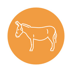 Donkey black line icon. Farm animals.