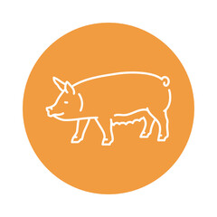 Pig black line icon. Farm animals.
