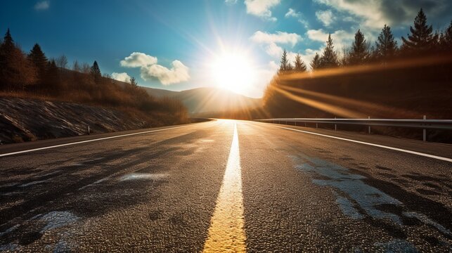 An Asphalt Road in the Sun