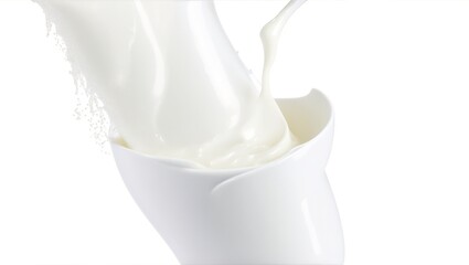 White milk splash isolated on white background, nutrition cream yogurt calcium, generative ai