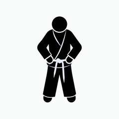 Karate Icon. Self Defense Sports, Japanese Martial Arts Symbol - Vector.    