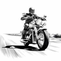 Biker Illustration. Generative AI