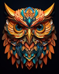 Fototapeta premium Origami Owl with Golden Feathers