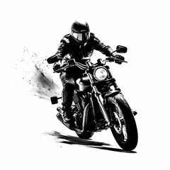 Biker Illustration. Generative AI