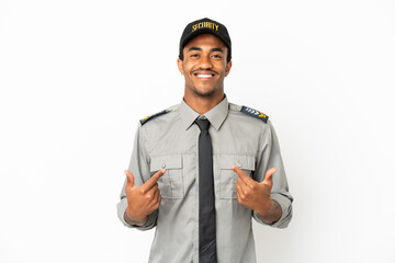 African American safeguard over isolated white background with surprise facial expression
