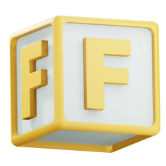 3d f alphabet block illustration