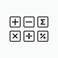 Math Icon. Calculator, Calculation Symbol - Vector.
