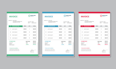Corporate Invoice template design minimal and professional payment agreement form money accounting tax page. clean invoice, simple invoice document 

