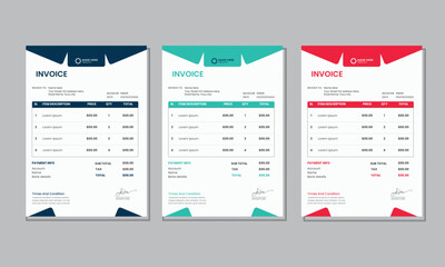 Corporate Invoice template design minimal and professional payment agreement form money accounting tax page. clean invoice, simple invoice document 
