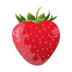 Cartoon bright whole strawberry isolated on white. Flat vector strawberry.