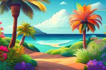 Obraz na płótnie Canvas Colorful Summer Time Background Generative AI