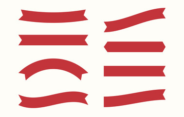 Vector Set of Red Ribbons