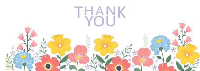 Thank you banner with abstract flowers