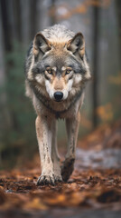 Naklejka na ściany i meble wolf in the forest