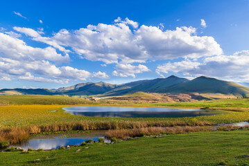 Panoramic view of Urasar lake in Armenia