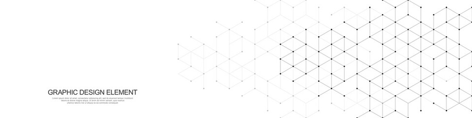 Panoramic view of abstract geometric background with hexagons shape pattern for banner or website header template