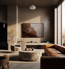 Elegant Living Room Showcasing Detailed Couch and Television Corner.