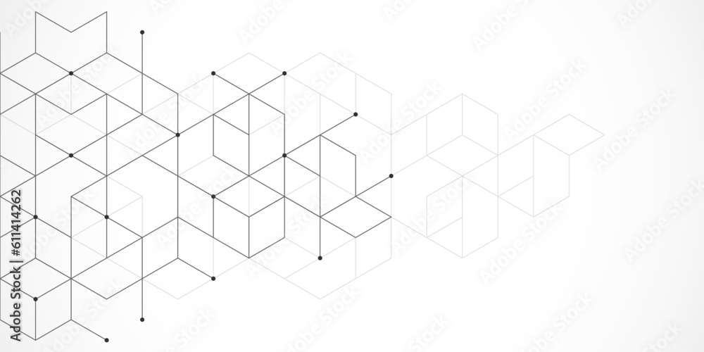 Poster The graphic design elements with isometric shape blocks. Vector illustration of abstract geometric background