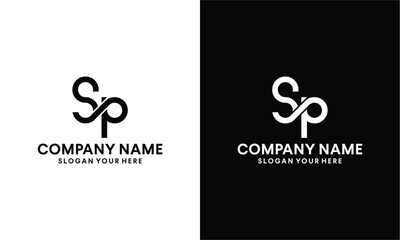 Letter Initial SP Logo Design Template Vector Illustration on a black and white background.
