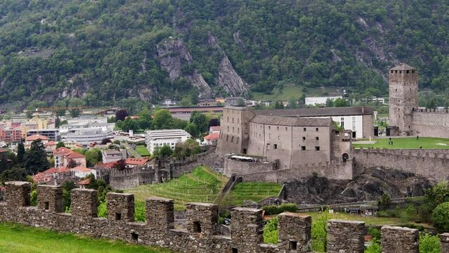 view over the swiss city of bellinzona 4k 30fps video