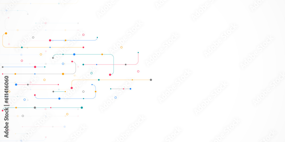 Poster digital technology concept with integrated circuit and network communication elements