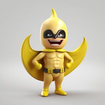Cute Cartoon Banana Superhero Character.  Generative AI