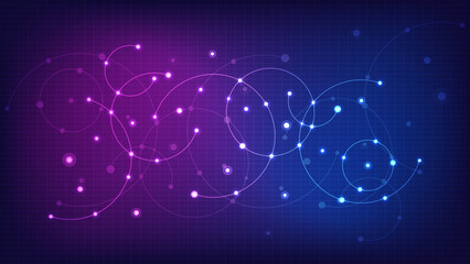 Abstract geometric background with plexus circles. Vector illustration of minimalistic design © Kingline