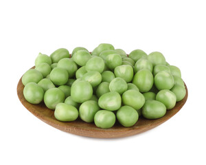 Fresh green peas isolated on white background