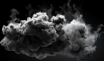 A cloud of smoke on a black background. Generative AI.