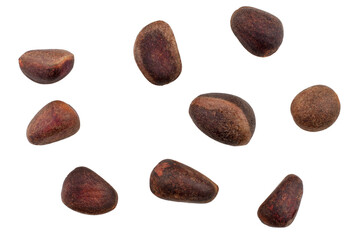 Pine nuts isolated on a white background, top view