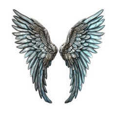 metal Angel Wings Mockup,isolated on white background,Generative AI.