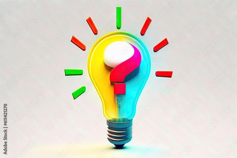 Poster light bulb with question mark on white background