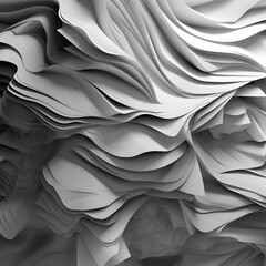 Obraz premium 3d model of a white wavy paper on top of a gray background. Generative AI.