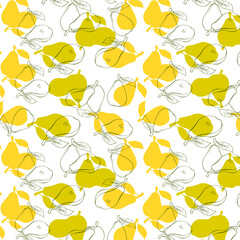 seamless pattern with painted pear