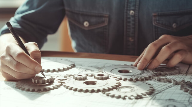 person working on gears