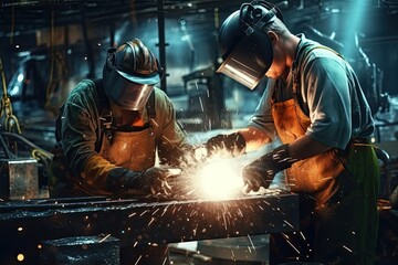 welding workers in industrial. Generative AI
