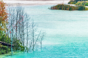 Lake with Turquoise Water at Sunny Day