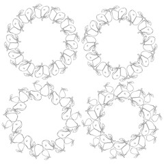 set with fruits frame with painted pears