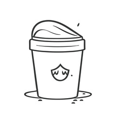 trash can icon. Hand Drawn cute trash can
