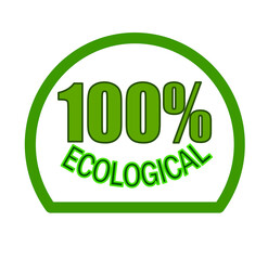 Label in green tones one hundred percent ecological, for product, various uses.