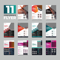 Creative business conference flyer template bundle or corporate business event brochure flyer template set. Annual business flyer, Brochure design, Leaflet, Annual report or cover presentation design.