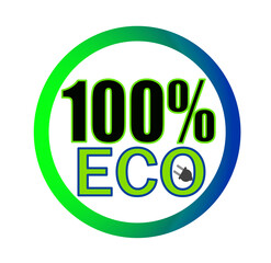 Informative, eye-catching illustration with color gradients, one hundred percent eco, with a small plug, a concept in this case for electric vehicles and others with the same function.