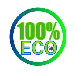 Informative, eye-catching illustration with color gradients, one hundred percent eco, with a small plug, a concept in this case for electric vehicles and others with the same function.