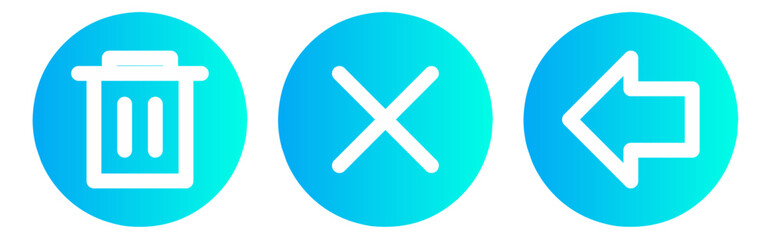 Fototapeta premium delete icon set, transcan cross and left arrow delet icon