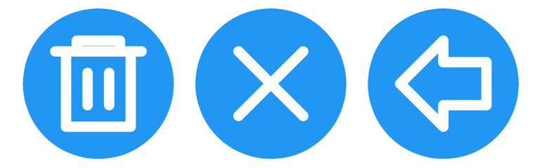 delete icon set, transcan cross and left arrow delet icon