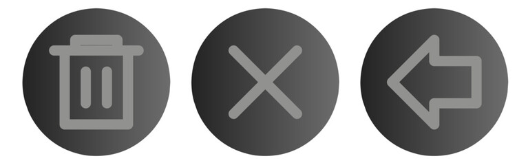 delete icon set, transcan cross and left arrow delet icon